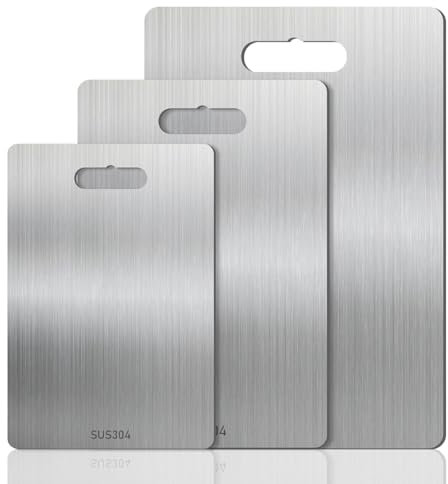 3 Pezzi Tagliere In Titanio Per Cucina, Tagliere In Acciaio Inox, Tagliere Da Cucina In Acciaio Inossidabile, Per Carne, Frutta, Verdura, Alimenti Per Bambini, Lavabile In Lavastoviglie