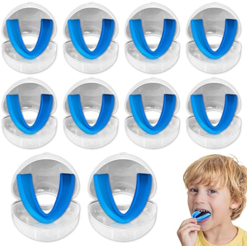 10-teiliges Jugendliche Sportmundschutz Set, Hochwertiger Silikon Mundschutz für Boxen, Fußball, Basketball, Hockey, Karate - in Blau - Goalsaver Box, Mundschutz Boxen, Zahnschutz Boxen