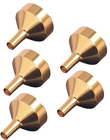 KICHOUSE 5 Pièces Lot De Mini Entonnoirs Métalliques Dorés En Acier Inoxydable Réutilisables Et Faciles à Nettoyer Pour Transferts Précis De Liquides Petits Flacons