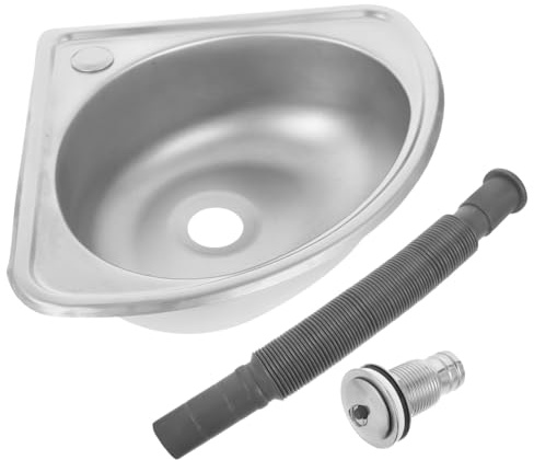 HAPINARY ÉVier De Lavage pour Camping-Car en Acier Inoxydable Petit ÉVier d'angle Multifonctionnel À Une Cuve avec ÉGouttoir Et Tuyau D'ÉVacuation Installation Facile pour Petites Espaces