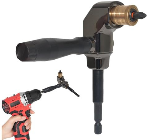 Inserto per trapano a 90 gradi, adattatore ad angolo retto, adattatore per trapano a batteria regolabile, impugnatura ergonomica, adattatore per trapano ad angolo retto, adattatore per trapano a 90