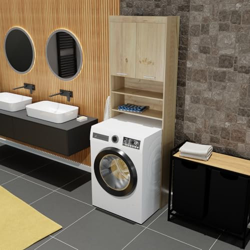 HAGO 24 | Armadio per lavatrice | HWR | Armadio da bagno | Armadio da incasso | Rovere | Archivio | Armadio | Antigraffio | Torre per lavatrice | Ripiani