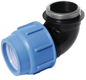 SAB Conector de codo de 90° con rosca hembra de 40 x 1 pulgadas, accesorios de compresión BlueSeal 16 de PP, PN16, para empalme de tubos de polietileno para instalaciones de riego