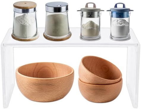 Generico Ripiano Salvaspazio Cucina Trasparente – Organizer da Armadio e Dispensa, Mensola in Plastica Robusta, Portapiatti e Accessori, Ripiano Armadio, Carico fino a 4 kg