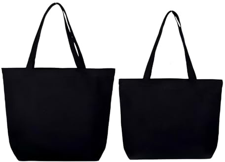 Ardorion Einkaufstasche mit Reißverschluss Baumwolltasche unbedruckt Einkaufsbeutel Shopper Jutebeutel Groß Tragetasche Stoffbeutel zum bemalen Reisetasche Tote bag