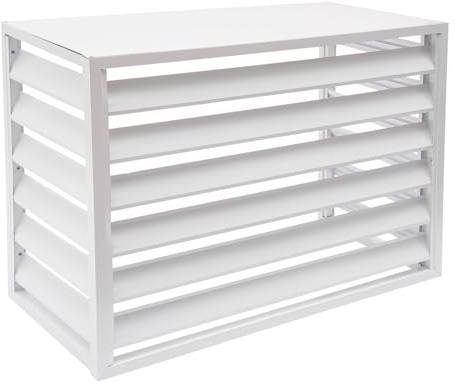MMleYN Abdeckung Für Klimaanlagen (4 Paneele) Aluminium-Verbund-Klimaanlagenzaun Schallschutz Für Klimaanlagen Und Pooltechnik Stabiler Aluminium-Verbau(White,110x60x80cm)