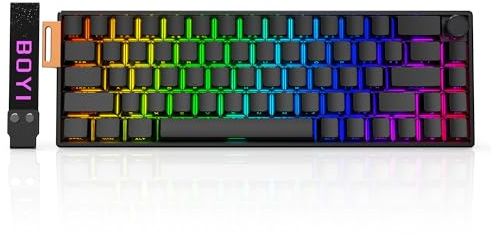 BOYI 66Pro - Tastiera meccanica con interruttore magnetico a scatto rapido, 65%, effetto Hall montata su guarnizione, RGB HotSwap, azionamento iperveloce regolabile, con cavo, compatta, con manopola