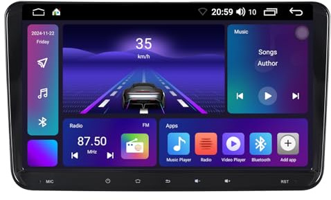 ACAVICA 9 Zoll Android 14 Autoradio Doppel DIN mit Wireless Apple Carplay & Android Auto IPS Touchscreen GPS Navi Bluetooth 5.0 DSP Für VW Golf 5/6, Passat B6/B7, Polo, Tiguan, SEAT Leon (Tiefschwarz)