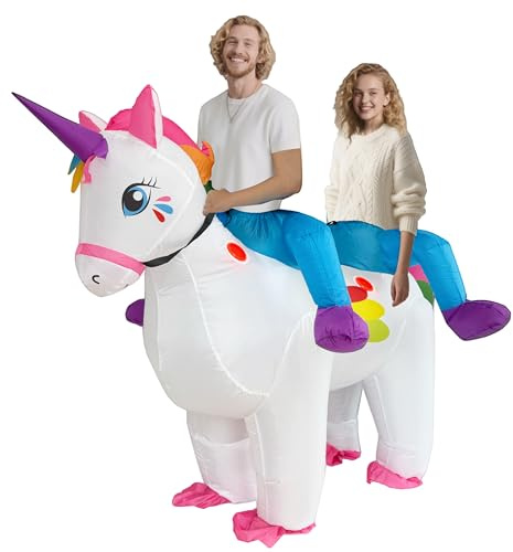 JINSTABAG Aufblasbares Kostüm Erwachsener Einhorn Deluxe Lustige Luft Blow Up Kostüm
