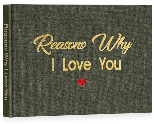 Miaikoe What I Love about You tygbok, fyll i tomma kärleksdagboksbok för par man fru honom hennes födelsedag julklappar julstrumpa fyllare (grön)