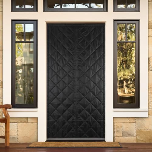 Türvorhänge Wärmeschutzvorhang, Magnetischer Thermovorhänge 200x80 cm | Verdickter Oxford-Stoff Thermvorhang Tür, Winddicht Kälteschutzvorhang FürBalkontür/Terrassentür(schwarz）