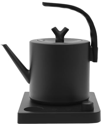Wasserkocher Edelstahl 1L,Schnellkochender Wasserkocher mit PP-Sockel, LED-Bildschirm & Speicherfunktion,für Einsatz in Wohnzimmern, Küchen (Schwarz)