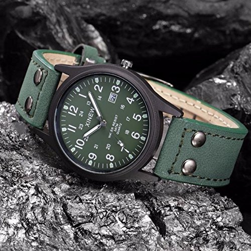 Herr datum kvarts rem klassisk läder sportklocka herrklocka Efr-s108d-1avuef, gRÖN, En storlek