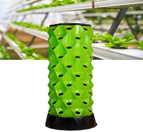 Hydroponiskt odlingstorn – aeroponiskt inomhusträdgårdssystem med pump, adapter, fröbädd och nätkrukor för effektiv ört- och grönsaksodling