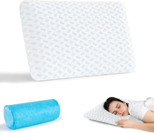 Slybear Kopfkissen Super-Dünnes Memory Foam Kissen für Bauchschläfer, Reisekissen 40x60x7cm, Weiches Nackenkissen mit Waschbarem Bezug und Tasche für Reisen, Yoga, Meditation