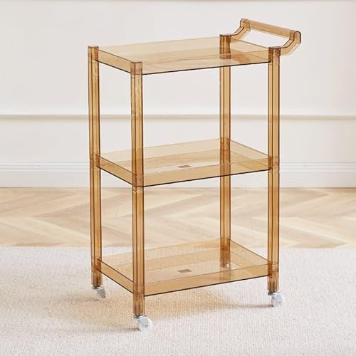 Chariot à roulettes à 3 niveaux avec poignée, organiseur de rangement mobile, chariot de service multifonction pour cuisine, salle à manger, salon – Solution de rangement utilitaire polyvalente