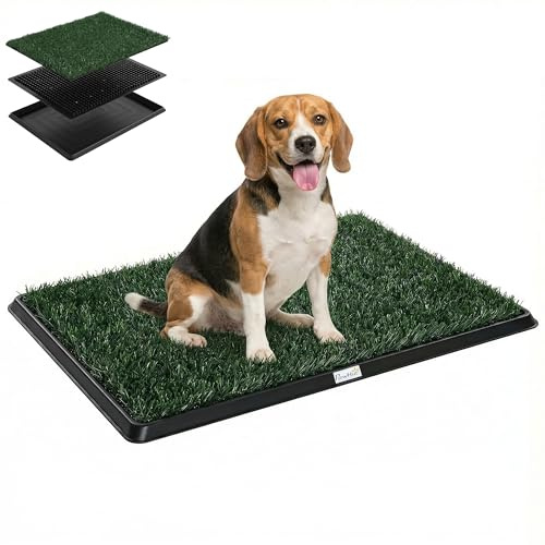PawHut Lettiera per Cani con Prato Sintetico con Vassoio 76 x 50.5 cm Verde
