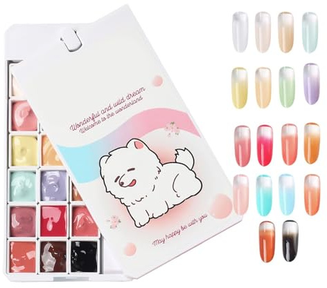 Gel de Uñas para Difuminado 18 Colores en Degradado Sólido para Arte | Paleta de Pintura para Uñas en Gel para Mujeres, en Salón