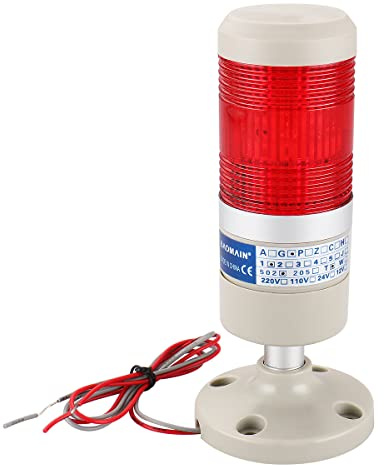 BAOMAIN Industrial Signal Light, Electric Fence Indicator Light with Mounting Bracket, LGP-502T Column LED Alarm Round Tower Indicator AC 110V