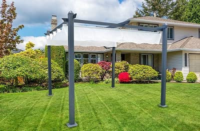 Italfrom® Tonnelle pergola en aluminium avec toile rétractable 400 x 300 cm, idéale pour extérieur ou jardin