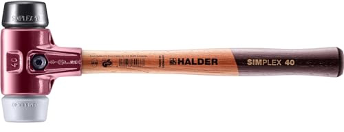 Halder Simplex Soft-Faced Mallet 3023.040 – TPE-Mid Insert, Medium-Hard Rubber Insert, Cast Iron Housing with Handle Protection Sleeve, Varnished Wooden Handle, 40mm, 1.4 lbs.