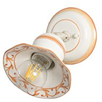 VANNI LAMPADARI - Applique da Parete Interno Edera - Lampada da Parete Orientabile con Snodo- in Ceramica Decorata a Mano - Applique Camera da Letto - Bagno - Cucina – Soggiorno, Ocra