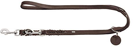 HUNTER verstellbare Führleine SOLID EDUCATION, Farbe: dunkelbraun, Leder, geflochten, robust, weich, Größe: 18/200