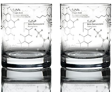 Greenline Goods Whiskygläser - 10 Unzen Becher Geschenkset Wissenschaft der Whiskygläser (2er-Set) Geätzt mit Whisky-Chemie-Molekülen