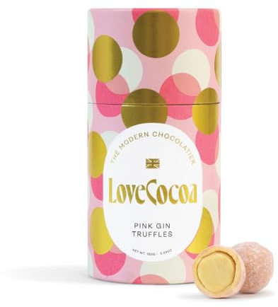 Love Cocoa Pink Gin Chocolate Truffles - Approx 13-15 chocolates, 150g - Alcohol Chocolate Truffles with a Flavoured Centre Filling - Perfect For Birthdays, Anniversaries, Christmas, Easter & Gifts