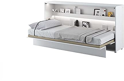 Schrankbett LENART Wandklappbett 90x200 BED CONCEPT Gästebett Horizontal Weiß