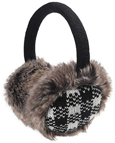 ZLYC Damen Mädchen Winter Druckdessiniert Kariert Ohrenschützer Ohrenwärmer aus Fauxfell