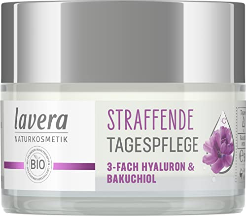 lavera Straffende Tagespflege – vegane Tagescreme mit 3-fach Hyaluron & Bakuchiol – unterstützt Spannkraft, spendet Feuchtigkeit & lässt das Hautbild glatter wirken – Naturkosmetik – 50 ml