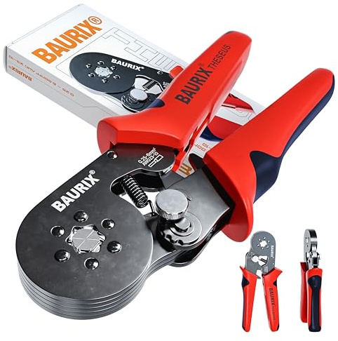 BAURIX® Crimpzange Aderendhülsen – selbsteinstellend 0,25-6 mm² | Modell THESEUS (6-Kant). Selbsteinstellende Sechskant-Presszange für Elektriker & Heimwerker.