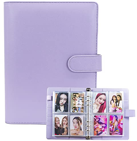 Raccoglitore di Carte A5 con 30 Pacchetti di Pagine di Carte a 4 Taschee, Album Raccoglitore a 6 Anelli con 240 Slot per Carte (Viola)