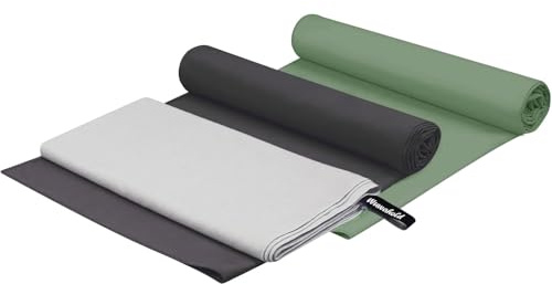 Wuwahold Camping Quick Dry Towel Set- 3 Pack, Soaking Up Sweat Microfiber Lightweight Sport Towels with Mesh Bag, Travel Towel Suitable for Camping, Beach, Gym, Yoga
