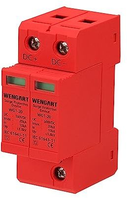 Wengart Surge Protective Arrester Device,DC500V 2P 10~20kA 36mm DIN Rail Mount,Low Voltage Arrester Device for Lightning Protection Power Distribution and Control Appliances