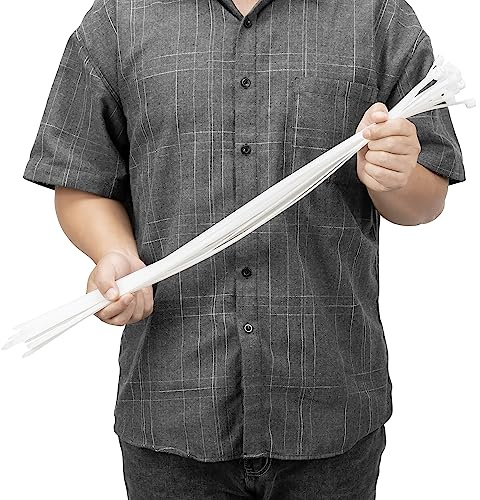 Armpow 50 Piezas 9mmx450mm Bridas Plastico Grandes resistencia a la tracción 80KGS/175LBS resistentes a los rayos UV para interiores y exterior bridas de nailon grueso para gestión de cables (Blanco)
