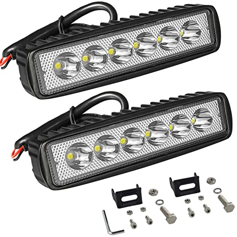 Willpower 2Pcs faro led moto 6 pollici 18w faretti moto, faretti led 12v impermeabile per Moto Trattore Camion Off Road Auto SUV ATV 4x4
