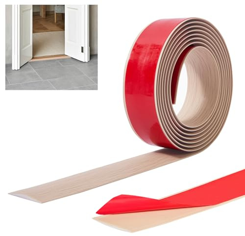 Lifuncren Bande de transition de sol en PVC de 5 m, bande de seuil de porte auto-adhésive, bandes de revêtement de sol stratifié, bande de séparation de porte de moquette, bande plate de bordure de