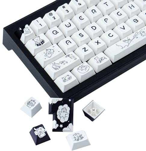 PBT-Tastenkappen, 151 Tasten, individuelle Tastenkappen, Kirschprofil, weißes Tastenkappen-Set für 60-Prozent-Tastatur, kompatibel mit Cherry MX-Tasten für mechanische Tastatur mit