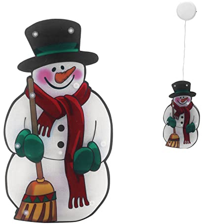 Uadme bluebone Luz Colgante De Ventana,Decoración Iluminada Navideña,Lámpara Colgante De Ventana LED De Muñeco De Nieve con Ventosa para Diseño De Escena