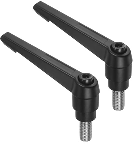 QUARKZMAN 2Pcs Manijas de Palanca de Sujeción, M12 x 25mm Perno Roscado Macho de Acero Inoxidable 304, Manijas Ajustables de Liberación Rápida, Negro