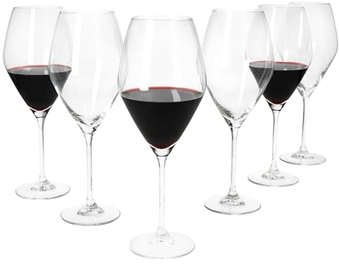 MamboCat Doyenne Lot de 6 verres à vin rouge - 280 ml - Hauteur 25 cm - Pour 6 personnes - Grand verre à vin transparent avec pied - Verres transparents pour la maison, les fêtes, les mariages, les