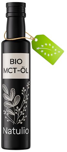 Natulio MCT-Öl 100% aus Bio Kokosöl kaltgepresst 250ml - unterstützt optimal bei ketogener-, Paleo-, veganer & Low-Carb-Ernährung - 60% C8 & 40% C10 - MCT Oil - MCT Öl Bio zertifiziert nach DE-ÖKO-006