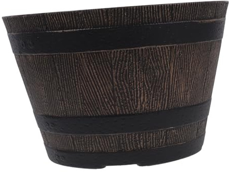 VINTORKY Maceta de Resina Efecto Madera, Contenedor Decorativo para Suculentas y Hierbas, Ligera y Práctica para Balcón y Jardín