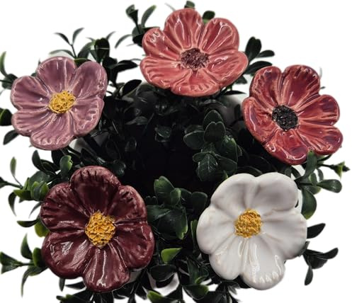 Generisch Keramik Blüten Anemonen 5-er Set mit großen Blüten - (Farbmix B)