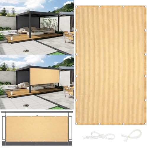 Sonnensegel Nach Maß mit Ösen 115 x 400 cm, HDPE Wetterbeständig Atmungsaktiv, Sonnensegel Viereck Awnings, Sonnensegel Shade Sails, für Garten Balkon, Creme Farben