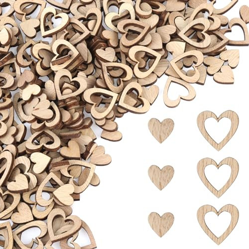 300 Pièces Confettis Coeur en Bois pour Mariage, Coeur en Bois Mariage, Petit Coeur en Bois Deco Table, Coeur Decoration pour Mariage, Saint-Valentin, Bricolage