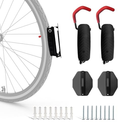 2 Stück Fahrradhalterung Wand, Fahrrad Wandhalterung, Wandhalterung Fahrrad, Schwenkbare Fahrrad Wandhalterung, Vertikaler Fahrradständer, für die Garage schwarz
