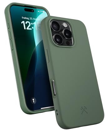 Woodcessories - Bio Case, Handyhülle kompatibel mit iPhone 16 Pro Hülle grün - Nachhaltig aus Pflanzen